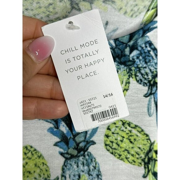 Sleep Cacique Lane Bryant Women's 14/16 Pineapple Night Dress Pockets NWT - Picture 9 of 15